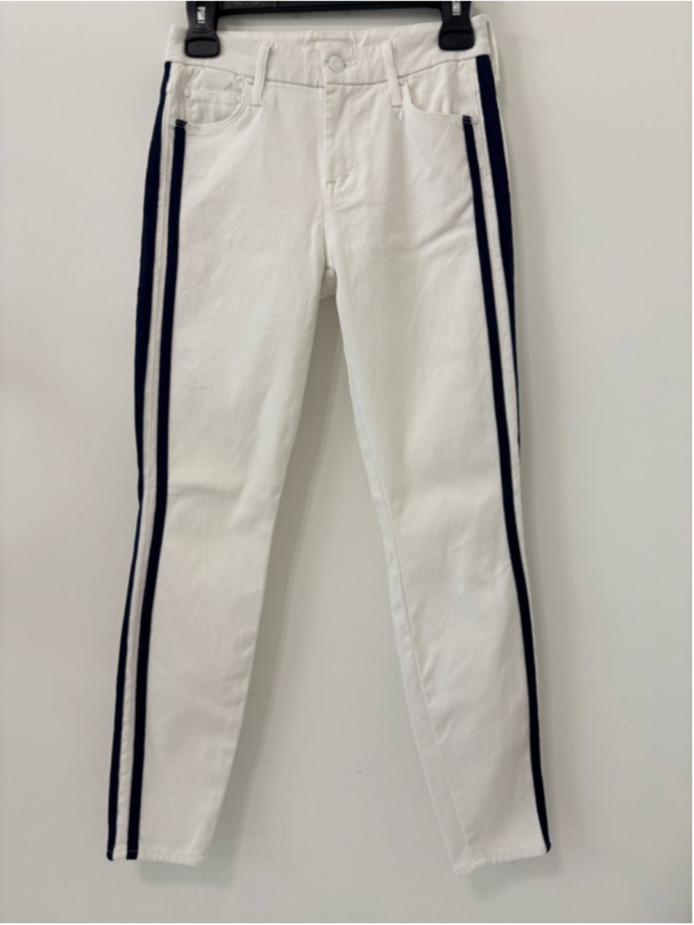 MOTHER The Looker Ankle Sz 25 (13.25”W) Glass Slipper Racer Navy Stripes EUC - Picture 2 of 15